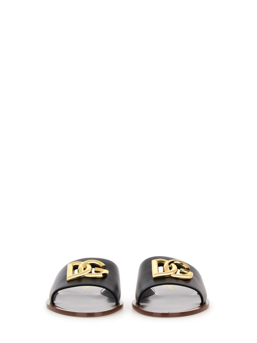 Dolce & Gabbana Leather Slide Sandals