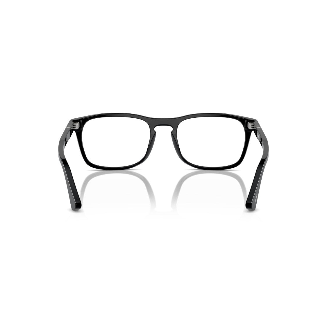 Persol 0Po3344v Rectangular Black Acetate Eyeglasses With Silver Accents