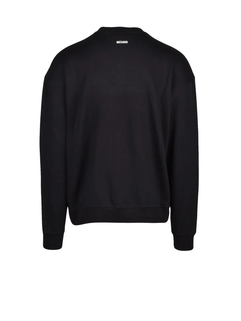 Strikestudio Black Cotton Crewneck Sweatshirt