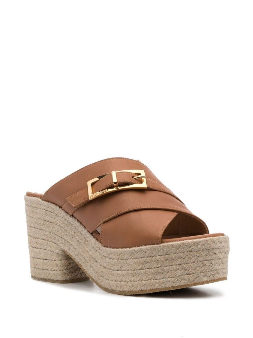 Sergio Rossi 90Mm Leather Crossover Strap Sandals