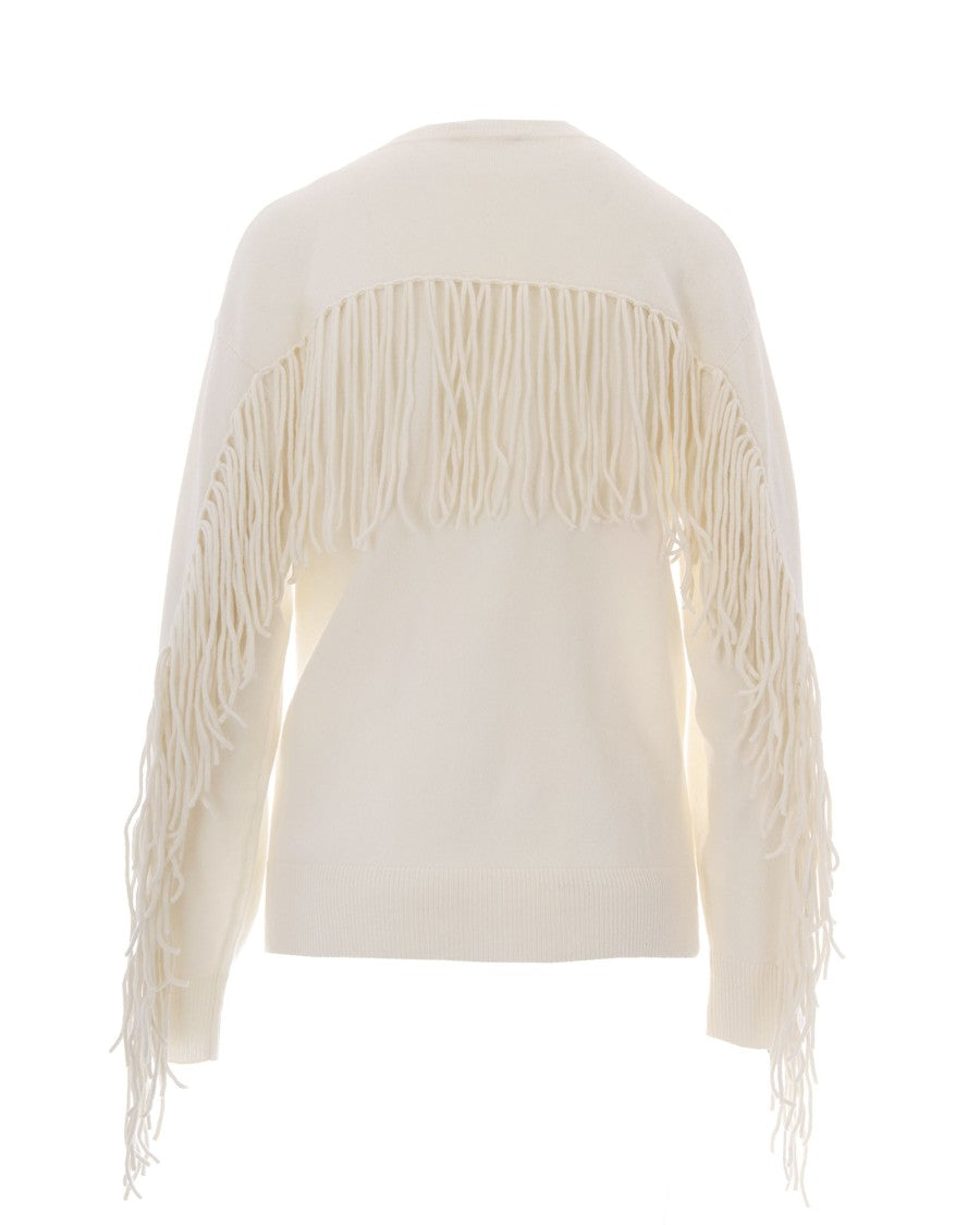 P.A.R.O.S.H. Cream Fringe Cashmere Sweater