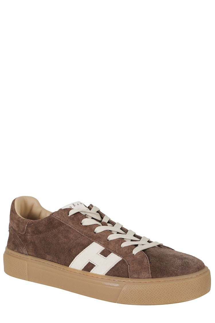 Hogan Brown Crosswind Suede Smooth Leather Rubber Sole Sneakers