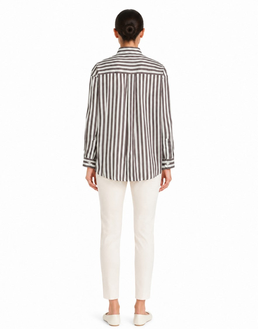 Cruna Multicolor Ivy Pinstriped Silk-Blend Satin Shirt