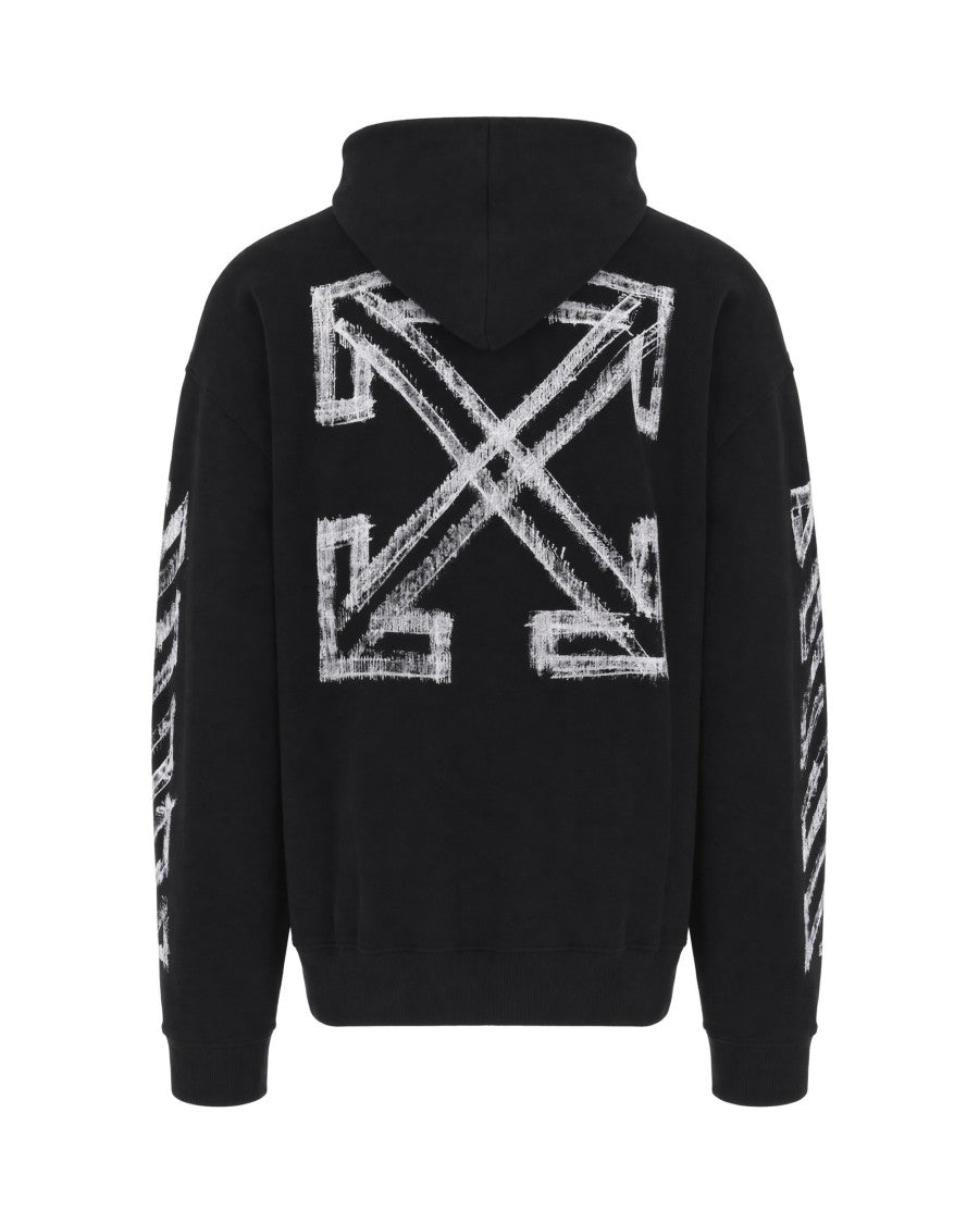 Off-White Black Cotton Diagonals Hooded Sweatshirt