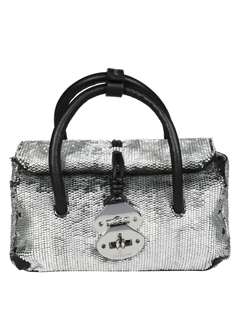 Zanellato Compact Silver-Toned Shoulder Bag With Top Handle