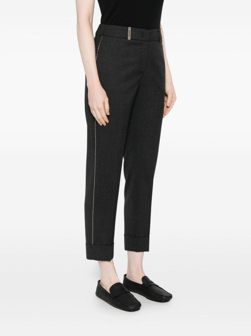 Peserico Heathered Gray Cropped Trousers With Tailored Fit