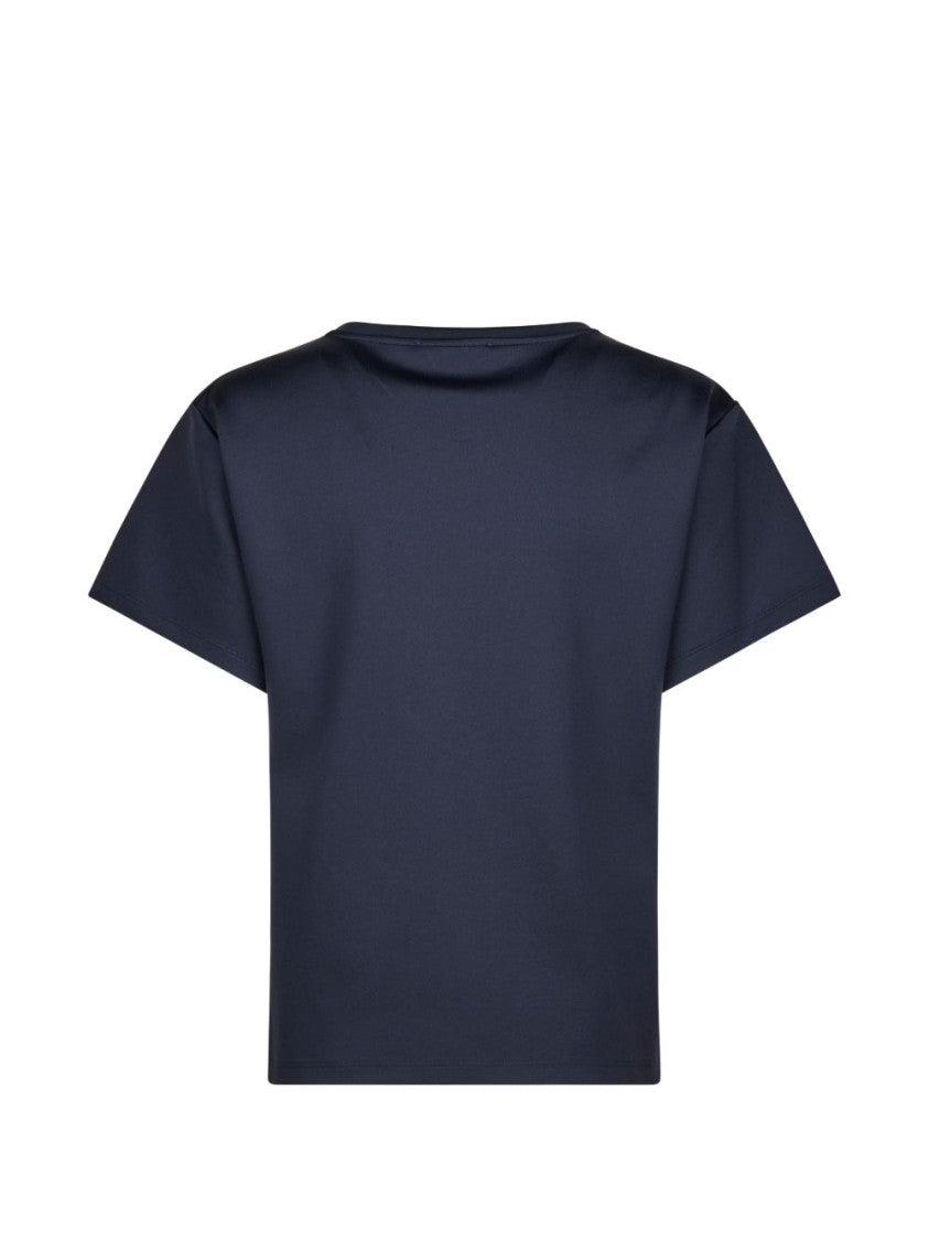 Max Mara Black Cropped Minimalist Logo Embroidered Top