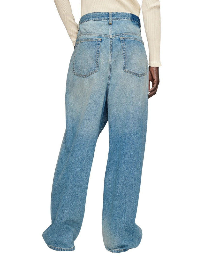 Maison Margiela Light Blue Wrap-Front Cotton Denim Wide-Leg Jeans