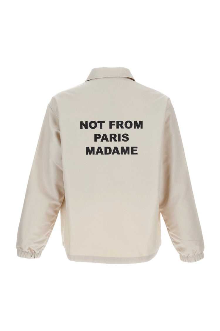 Drôle De Monsieur Beige Slogan Waterproof Twill Jacket