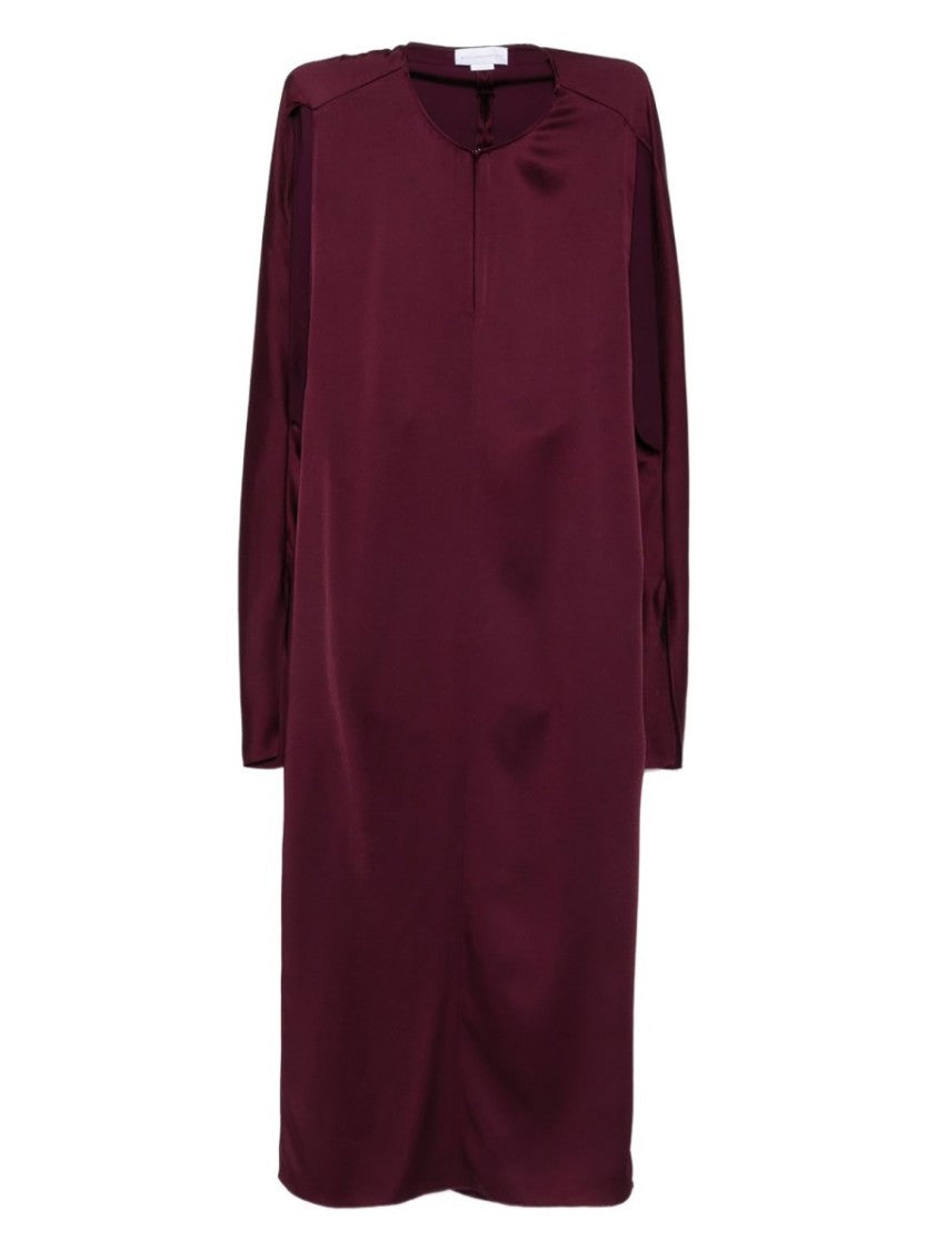 Stella Mccartney Burgundy Acetate-Blend Keyhole Midi Dress