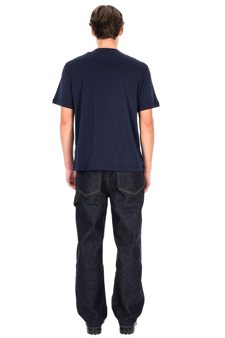 Eleventy Blue Double-Trim Cotton T-Shirt