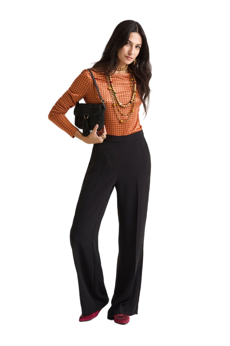 Maliparmi Sablé Topstitching Pressed Crease Straight-Leg Trousers