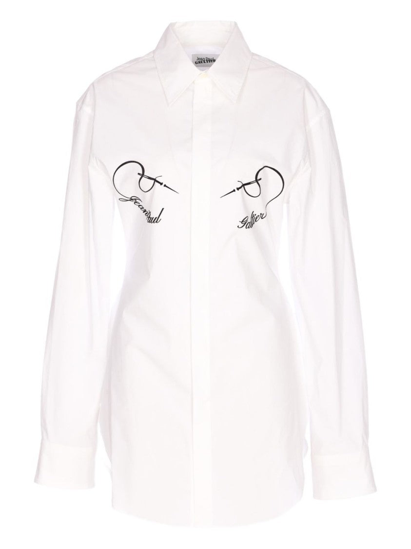 Jean Paul Gaultier White Silk And Nylon Crew Neck Top