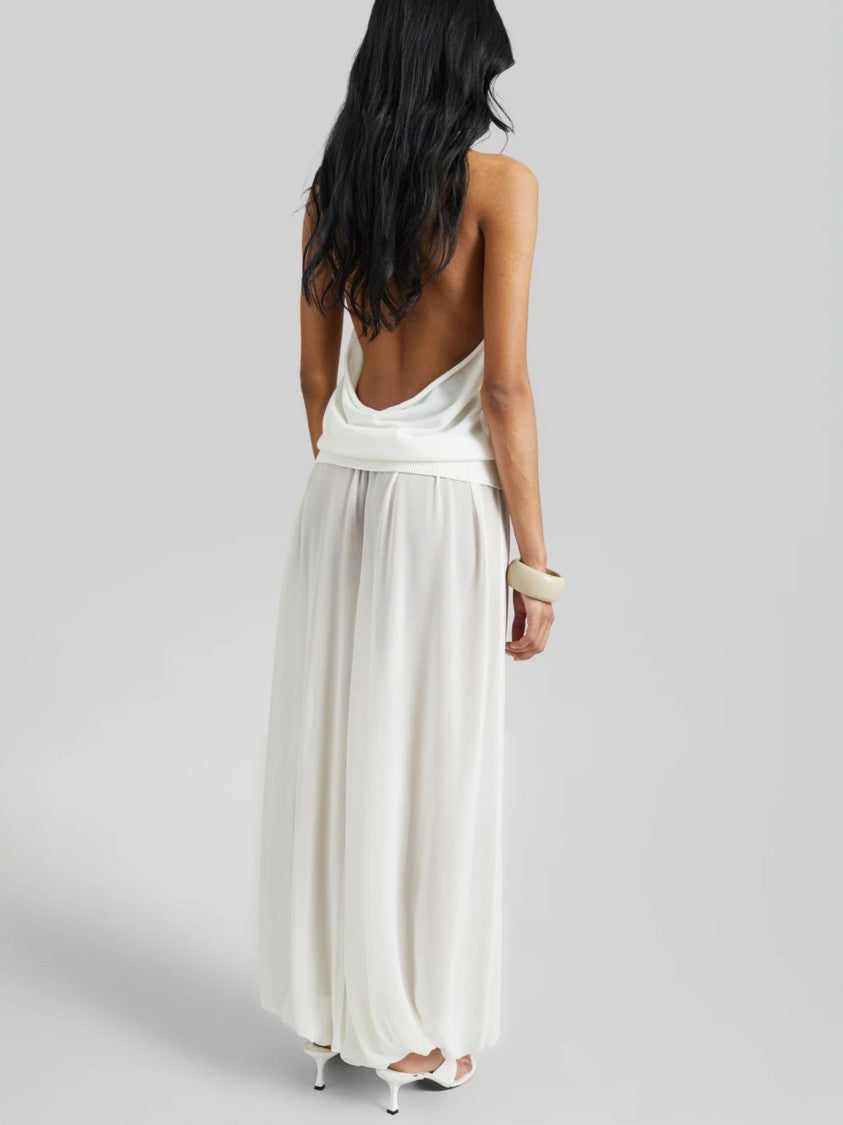 The Frankie Shop White Sheer Balloon Fabric Wide-Leg Pants