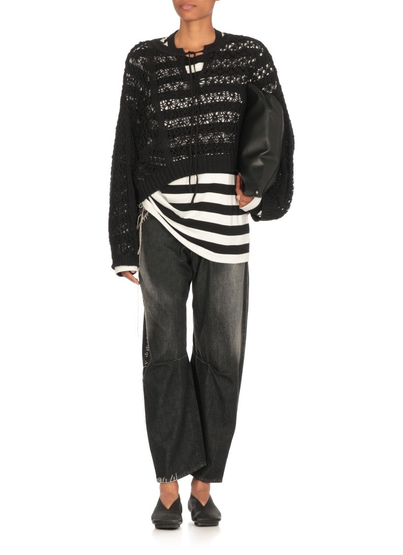 Y's Black Cotton Sweater