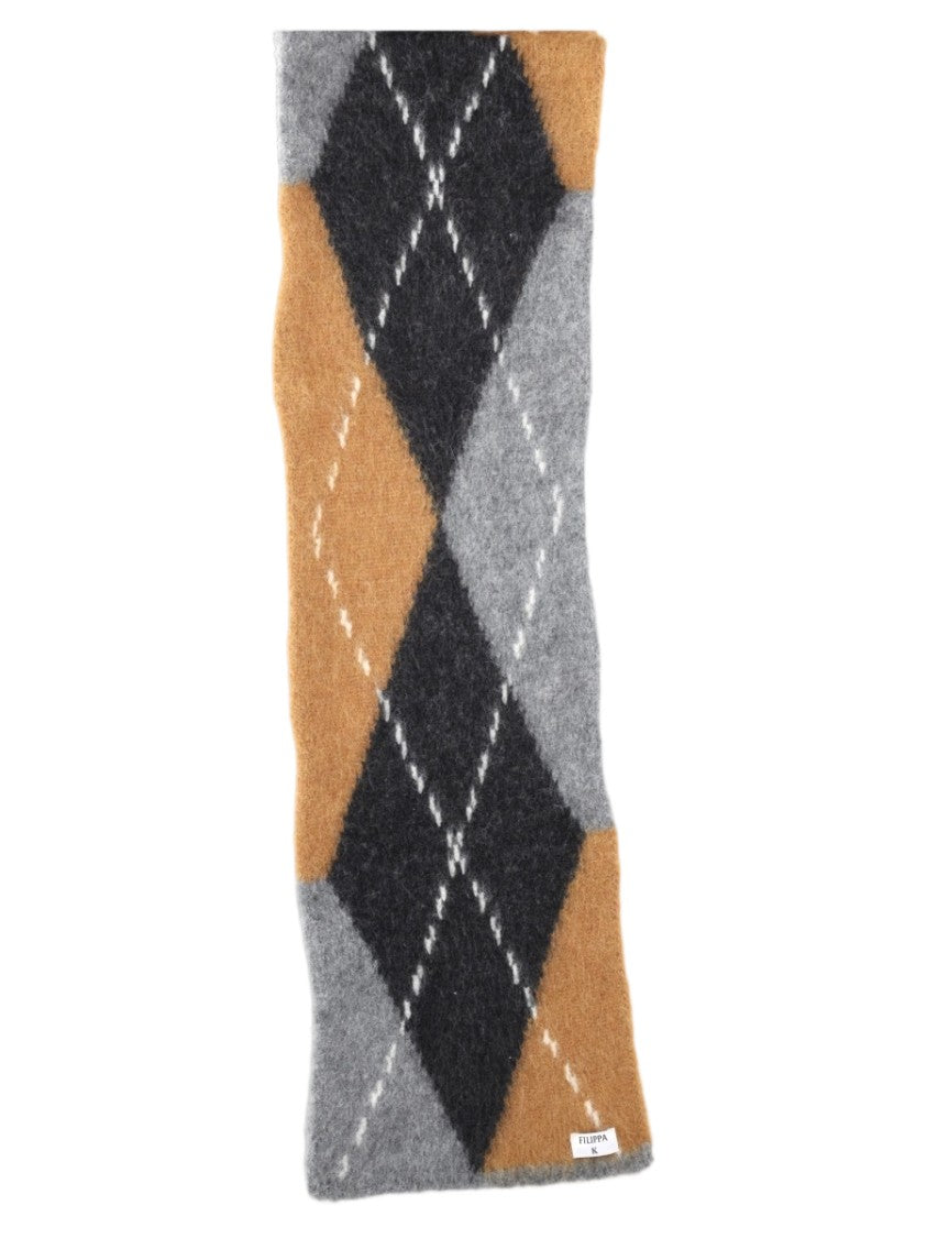 Filippa K Grey Soft Argyle Pattern Alpaca-Blend Scarf