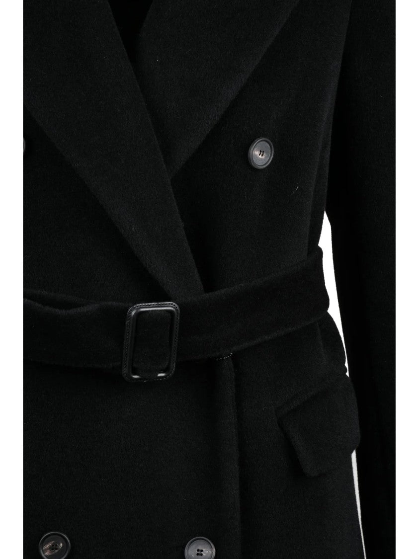 Tagliatore Angora Virgin Wool Double-Breasted Coat With Flap Pockets