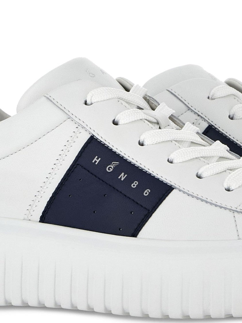 Hogan Panelled Design Calf Leather Sneakers With Chunky Sole