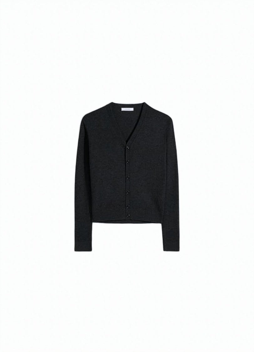 Lemaire Oversized Green Cardigan With V-Neck And Ribbed Details