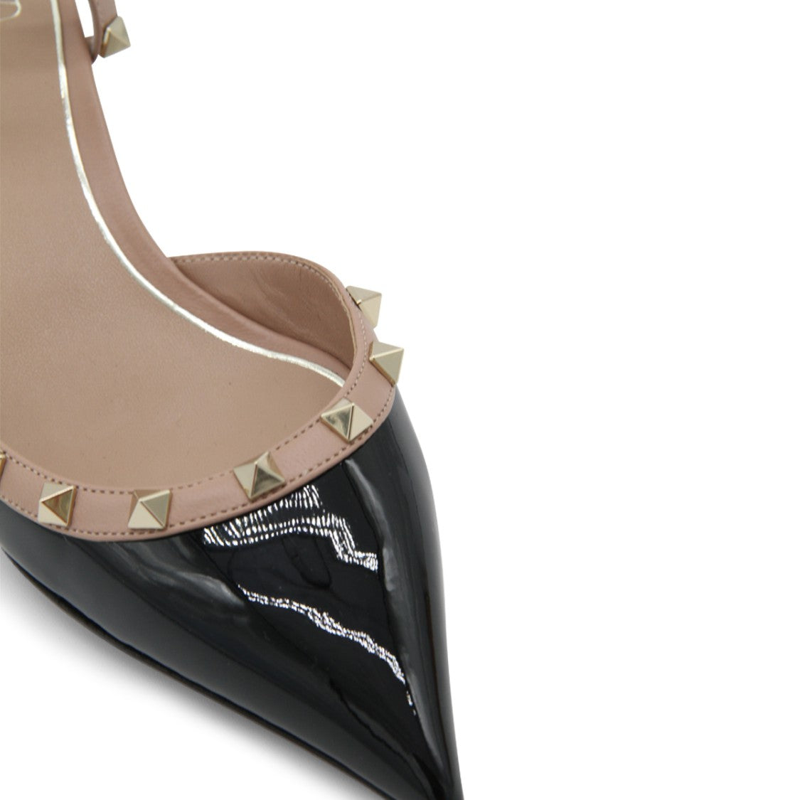 Valentino Garavani Black Leather Rockstud Slingback Pumps