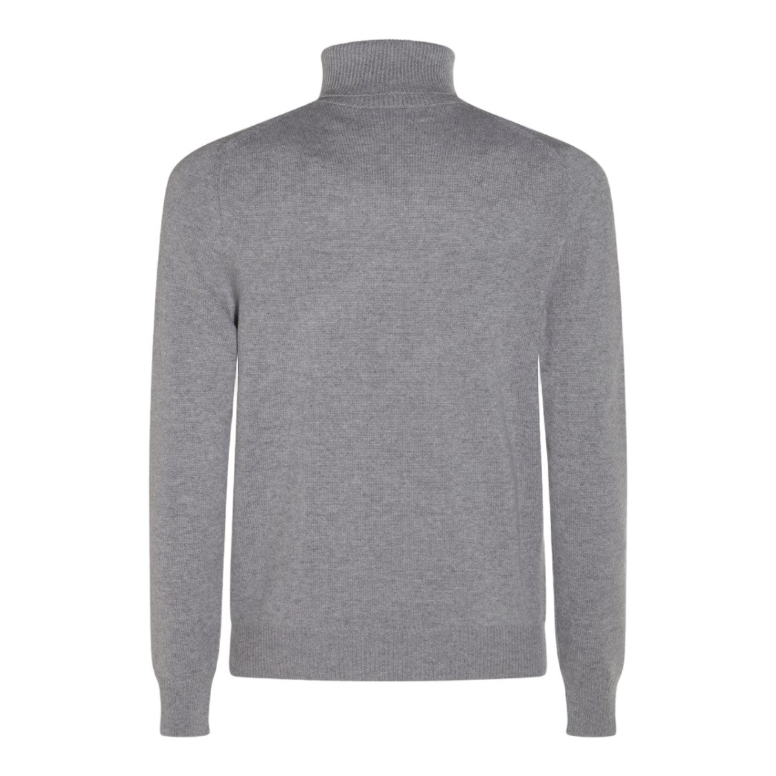 Malo Fine-Knit Grey Turtleneck Sweater With Ribbed Details