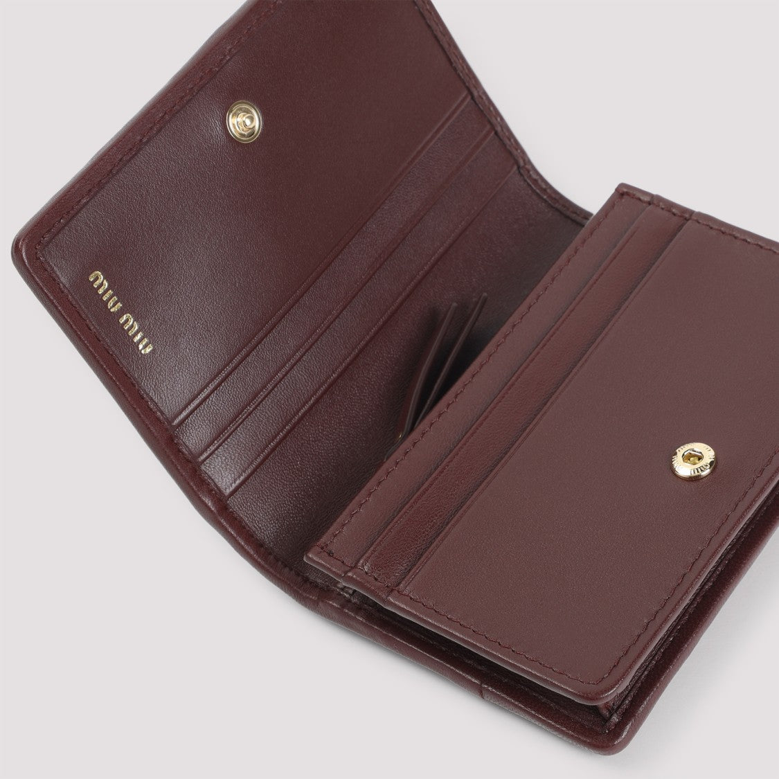 Miu Miu Quilted Red Lamb Leather Wallet With Metallic Logo