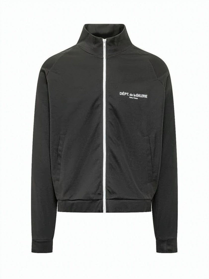 Gallery Dept. Cropped Black Hooded Jacket With Vertical Stripes