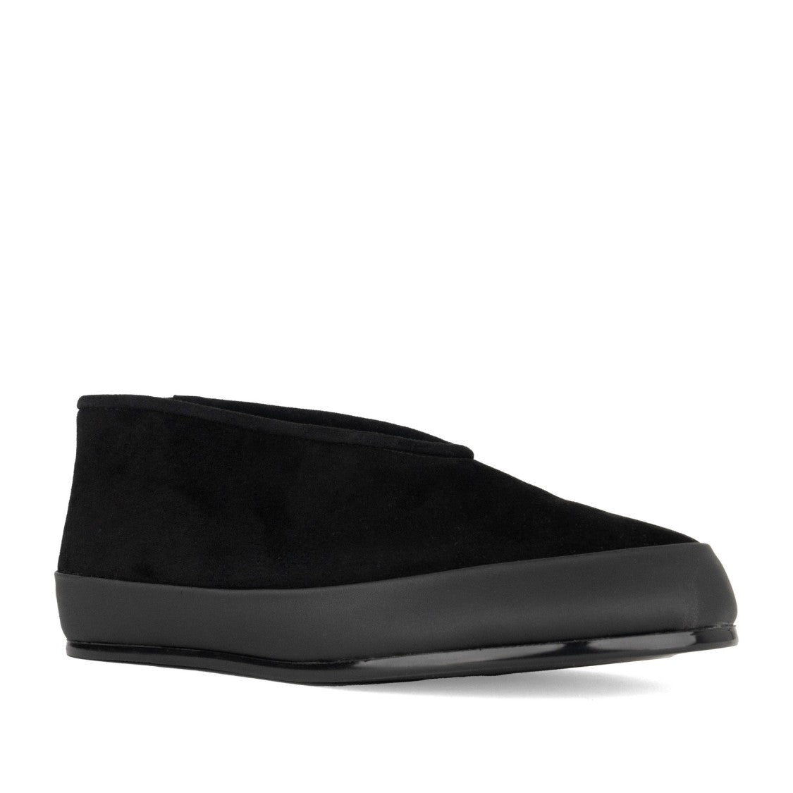 Linda Baumann Black Minimalist Fur-Lined Leather Loafers