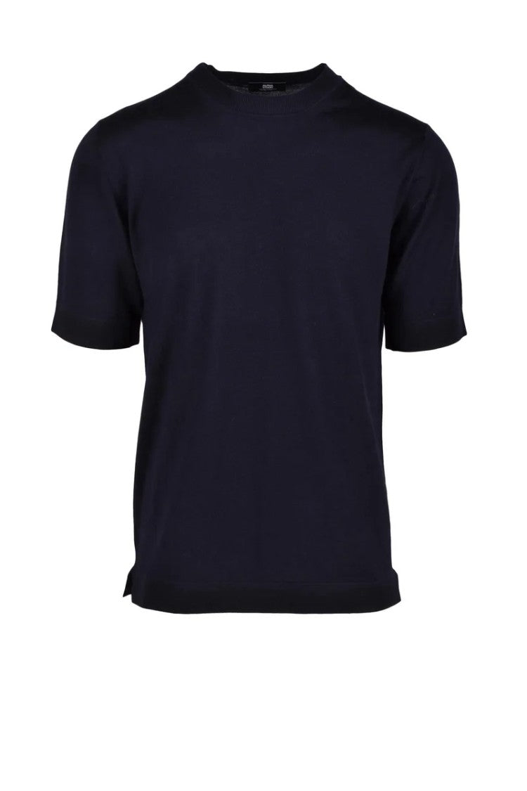 Alpha Studio Navy Blue Merino Wool Top