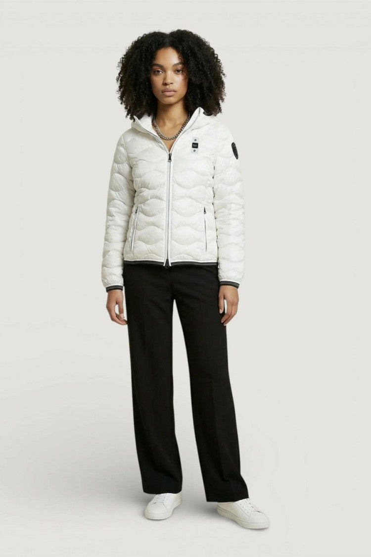 Blauer White Wave-Quilted Hooded Polyamide Puffer Jacket