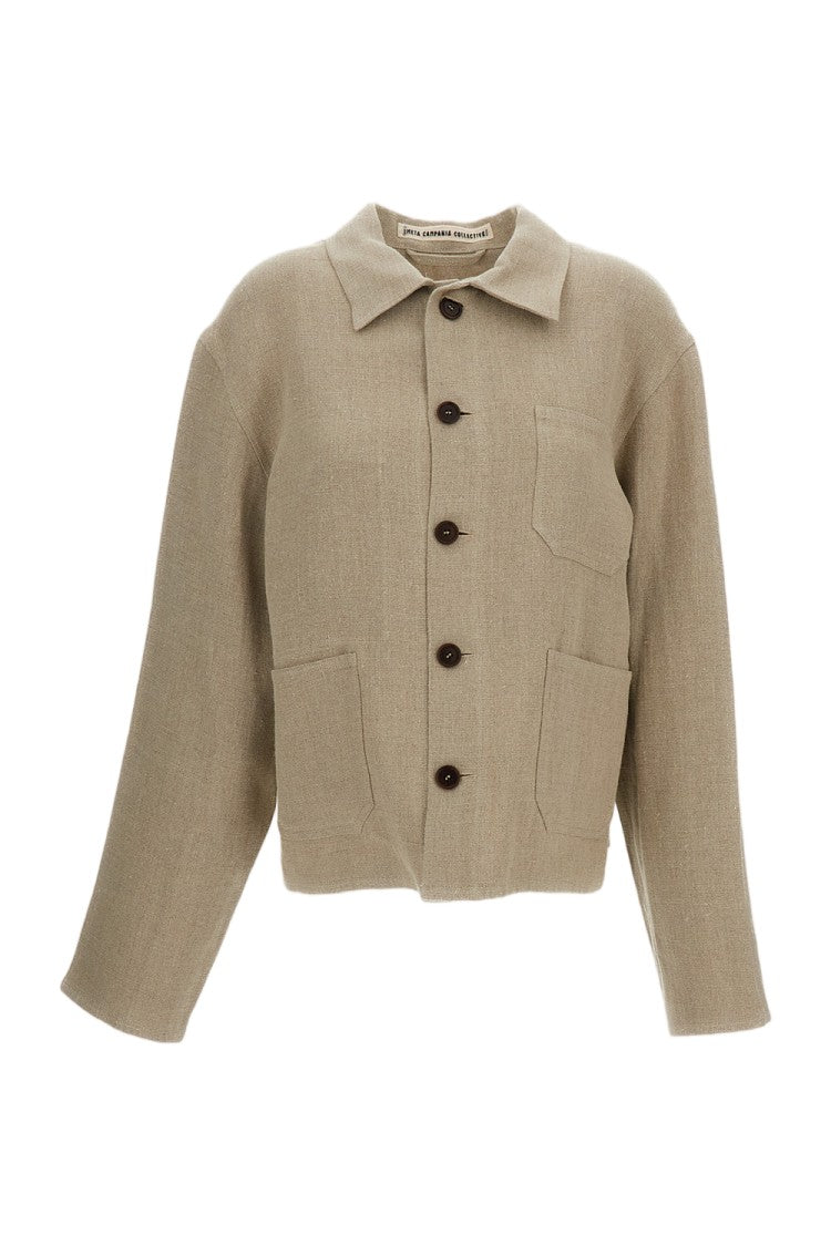 Meta Campania Bill Cropped Unlined Heavy Linen Workwear Jacket