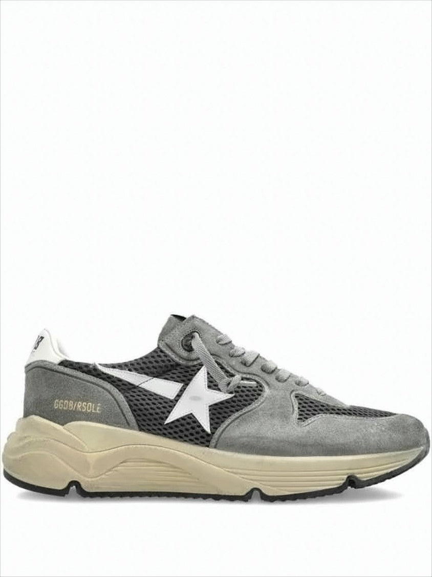 Golden Goose Suede And Mesh Sneakers With Beige Rubber Sole