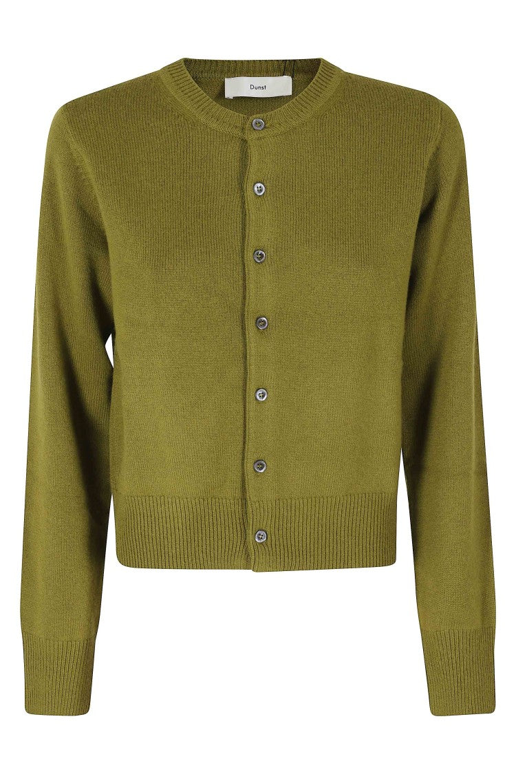 Dunst Olive Cropped Crew-Neck Wool-Blend Cardigan