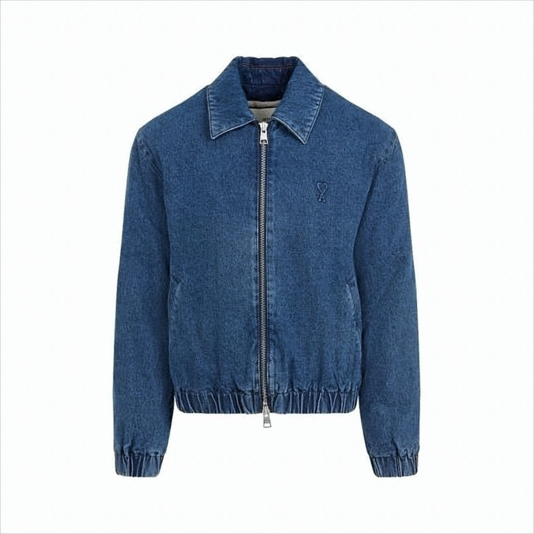 Ami Classic Denim Jacket With Pointed Collar And Subtle Logo