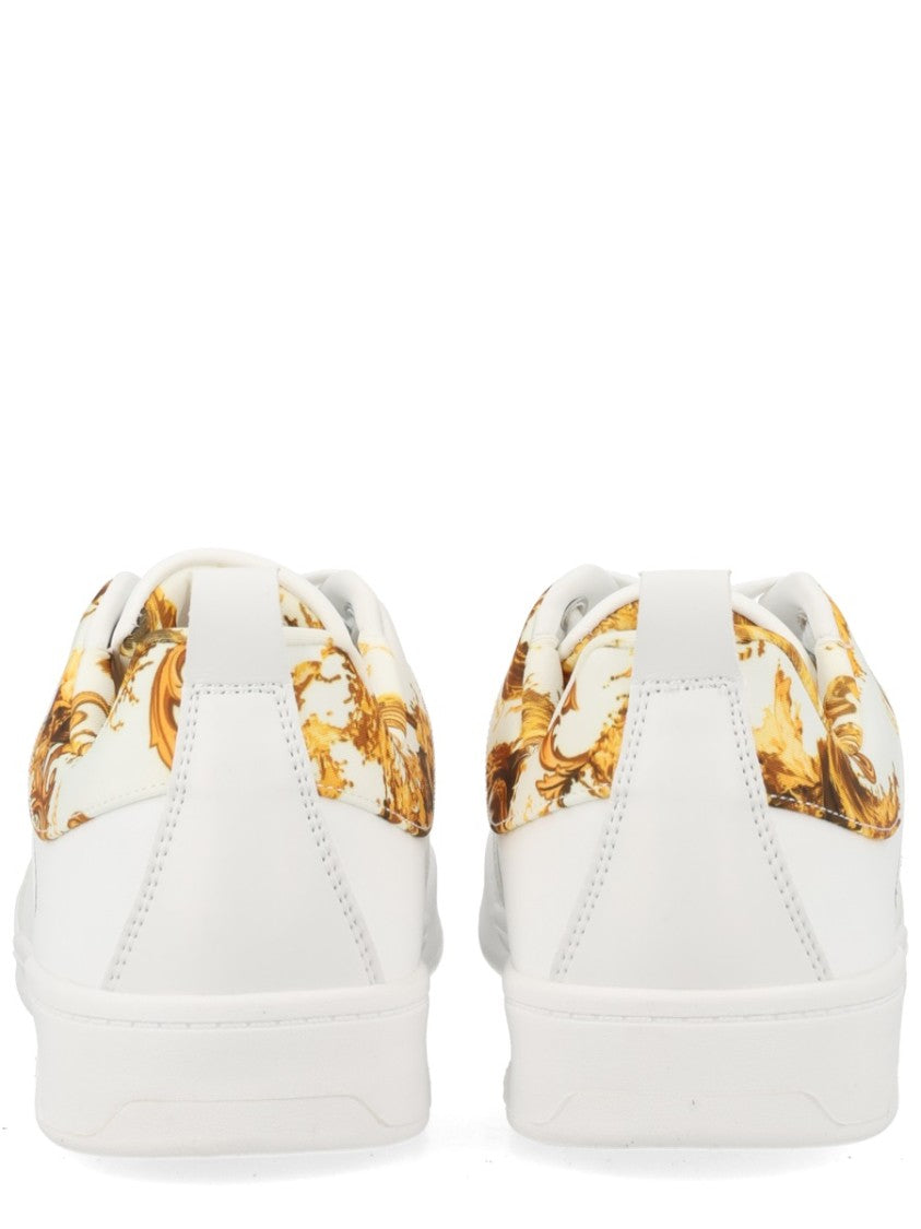 Versace Jeans Couture Black Gold Baroque Pattern Sneakers