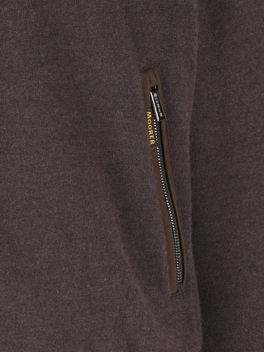 Moorer Plush Lined Zip-Up Jacket With Ribbed Cuffs
