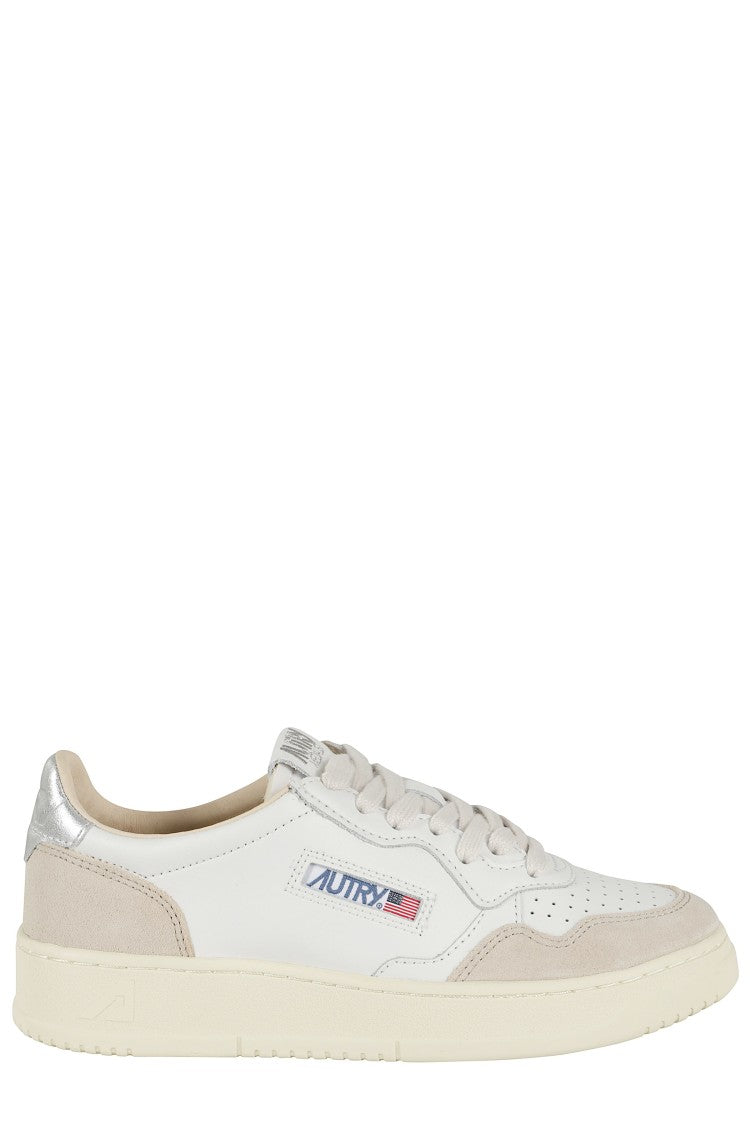 Autry White Silver Medalist Low Suede Leather Sneakers