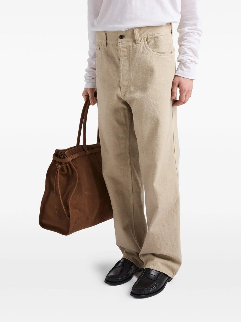 Prada Wide-Leg Casual Pants With Classic Five-Pocket Styling