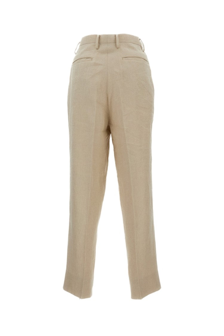 Kaptain Sunshine Beige Straight-Leg Trousers With Pleats And Elegant Finish