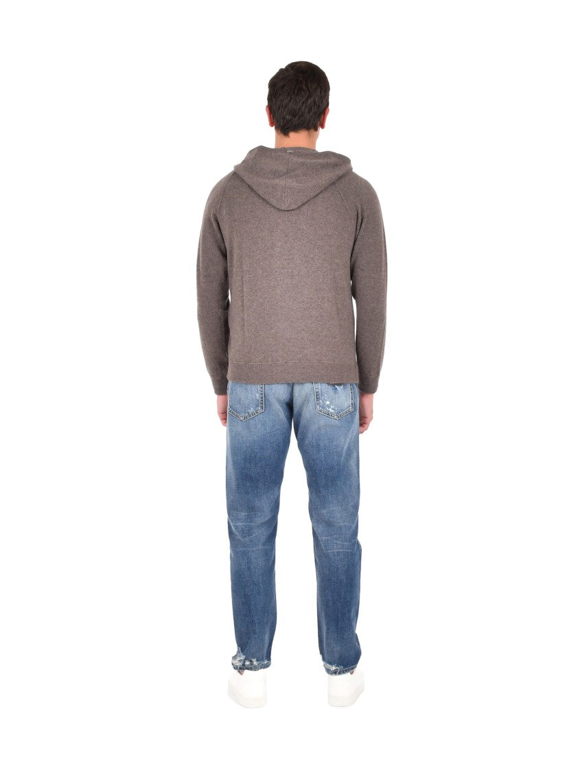 Herno Zip-Up Cardigan In Cashmere With Cozy Hood