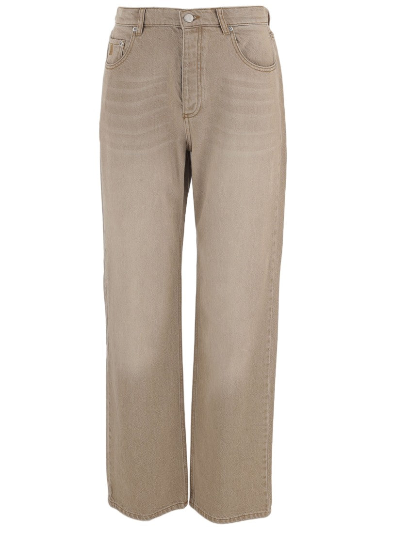By Malene Birger Beige Washed Cotton Denim Jeans