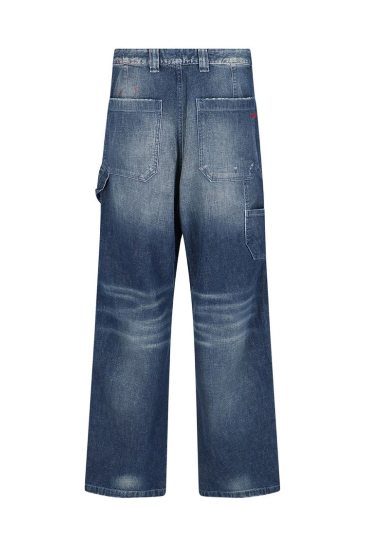 Diesel Relaxed Fit Wide Leg Denim Jeans With Distressed Detailing