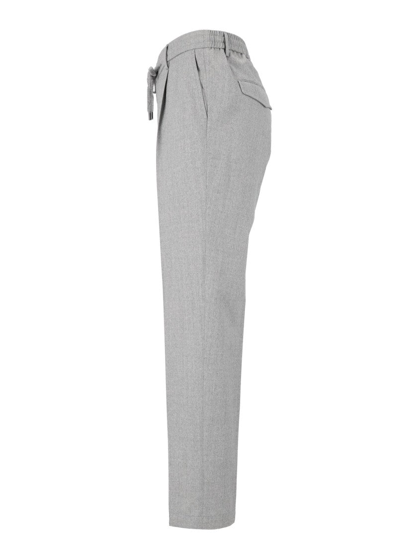 Peserico Light Grey Tailored Drawstring Formal Pants
