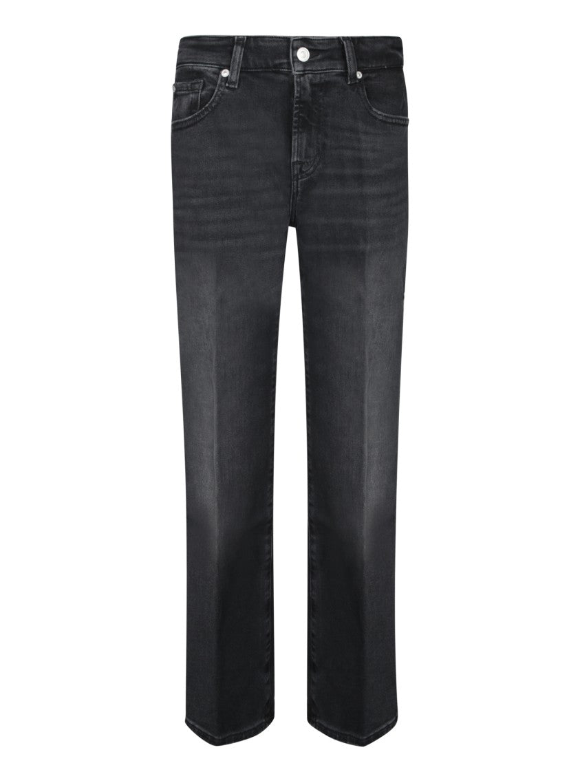 7 For All Mankind Classic Black Jeans With Five-Pocket Design