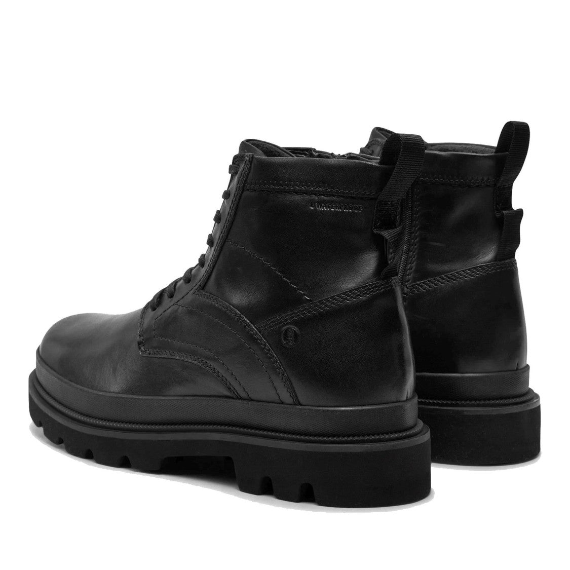 Clarks Badell Black Smooth Leather Lace-Up Zipper Boots