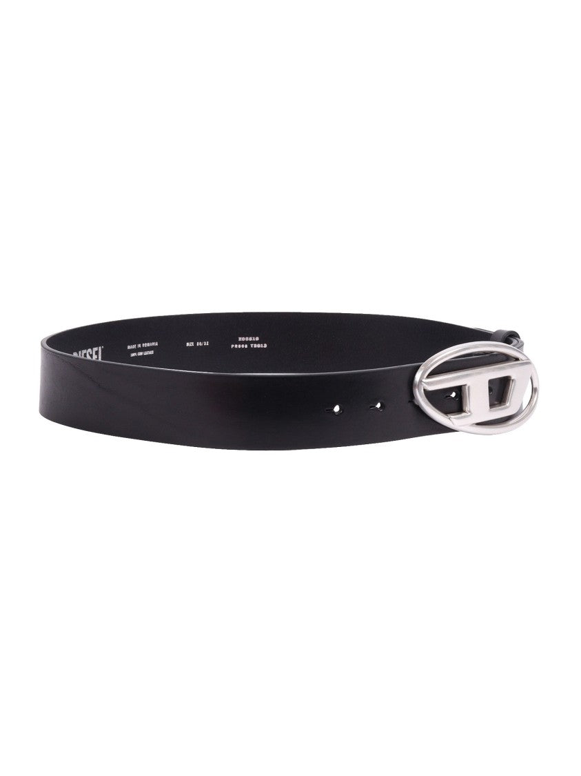 Diesel Black Polyurethane Oval Buckle Belt