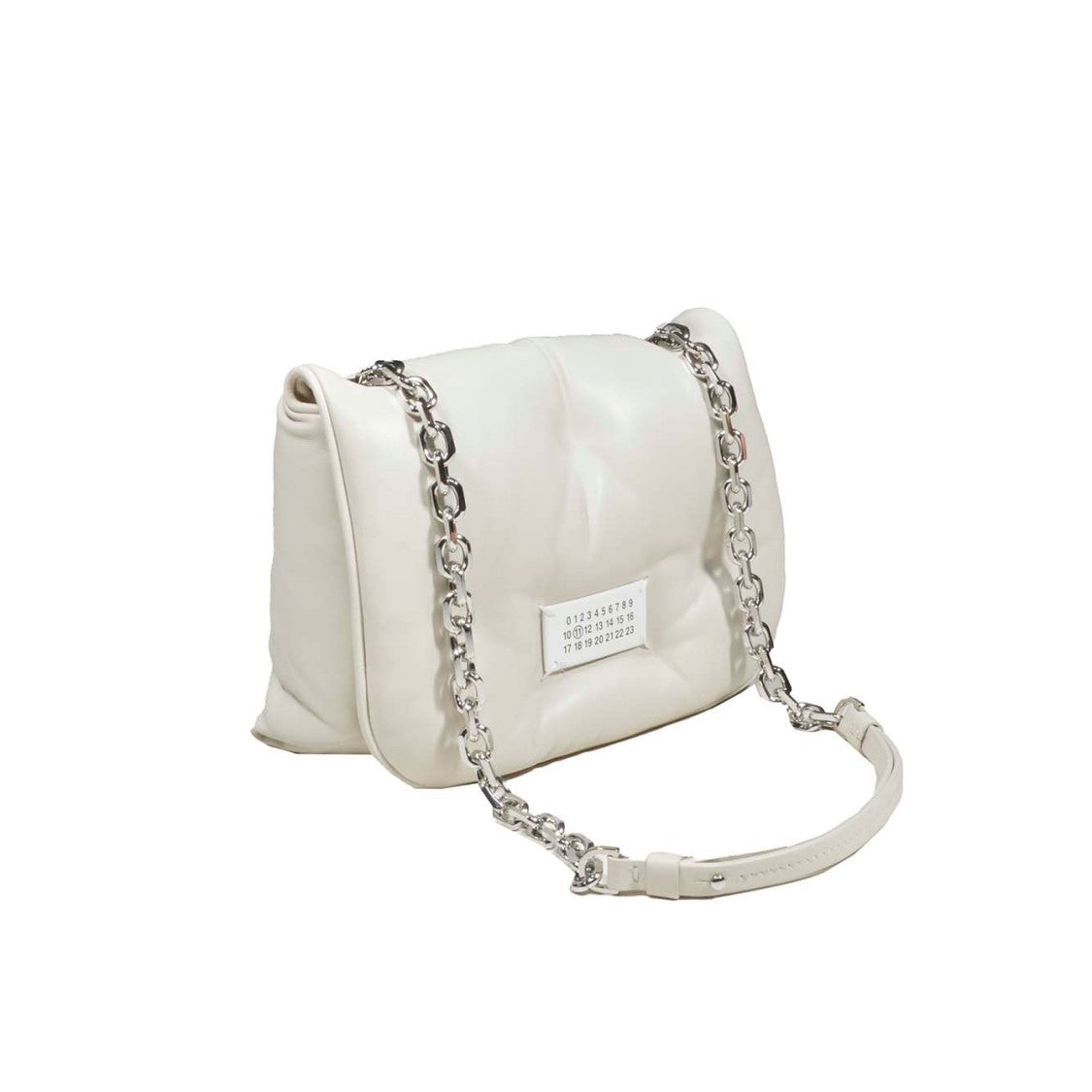 Maison Margiela Glam Slam Flap Small In Chalk White Leather