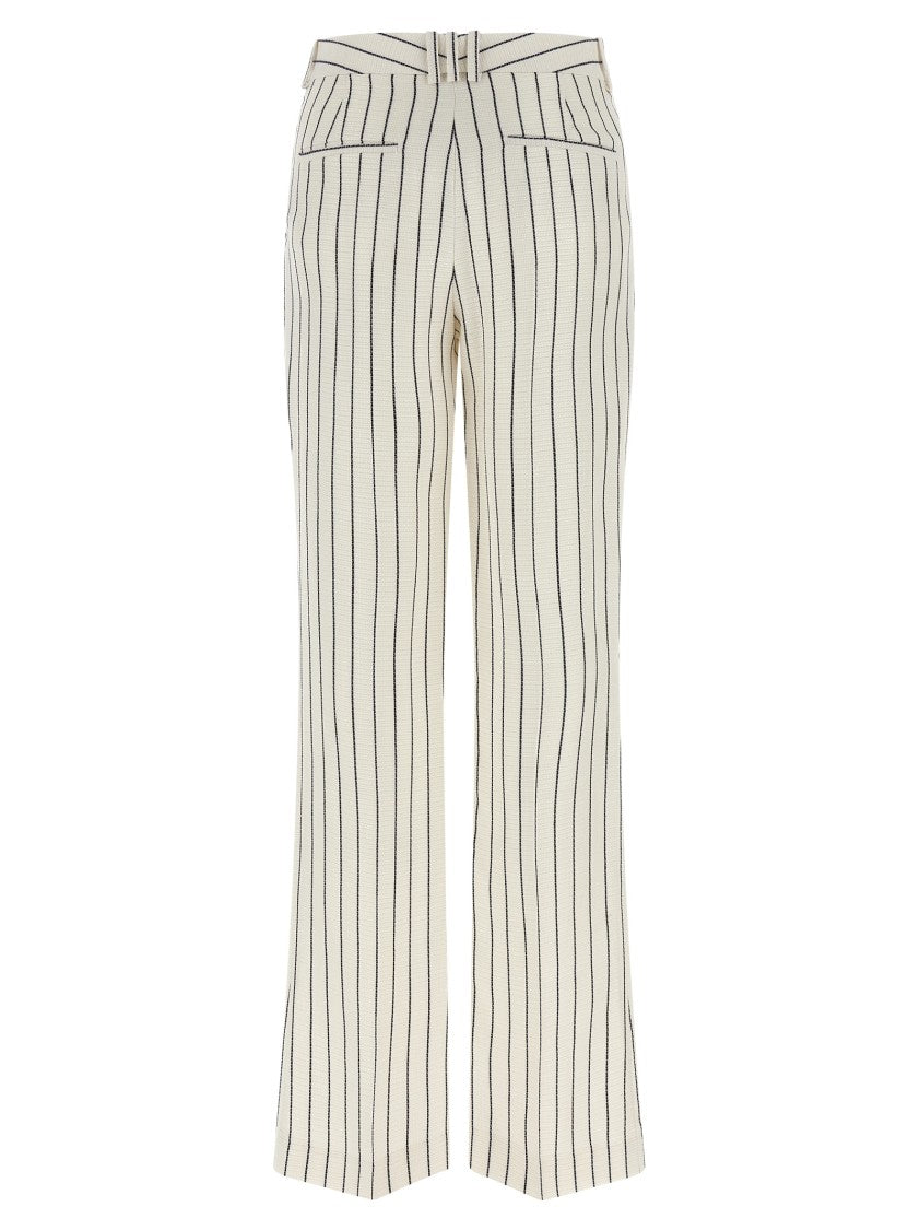 Balmain Vertical Striped Trousers With Pleated Design