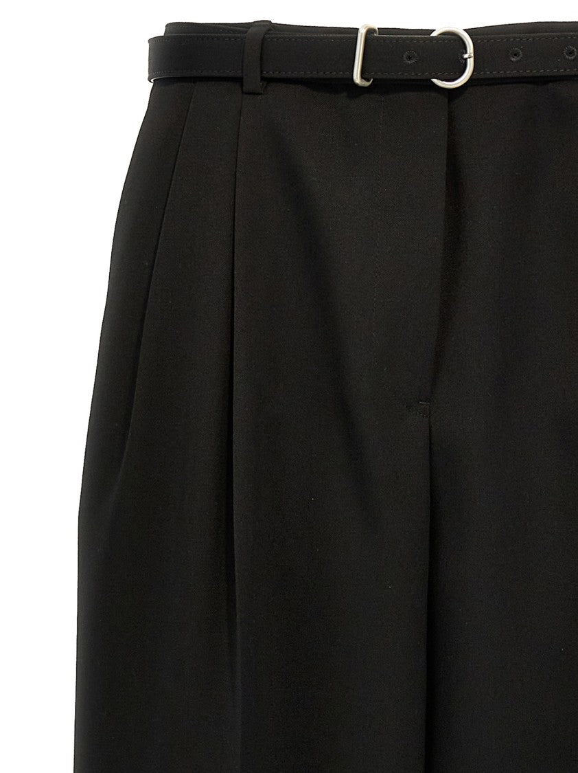 Jil Sander Wide-Leg Wool Trousers With Satin Side Detail