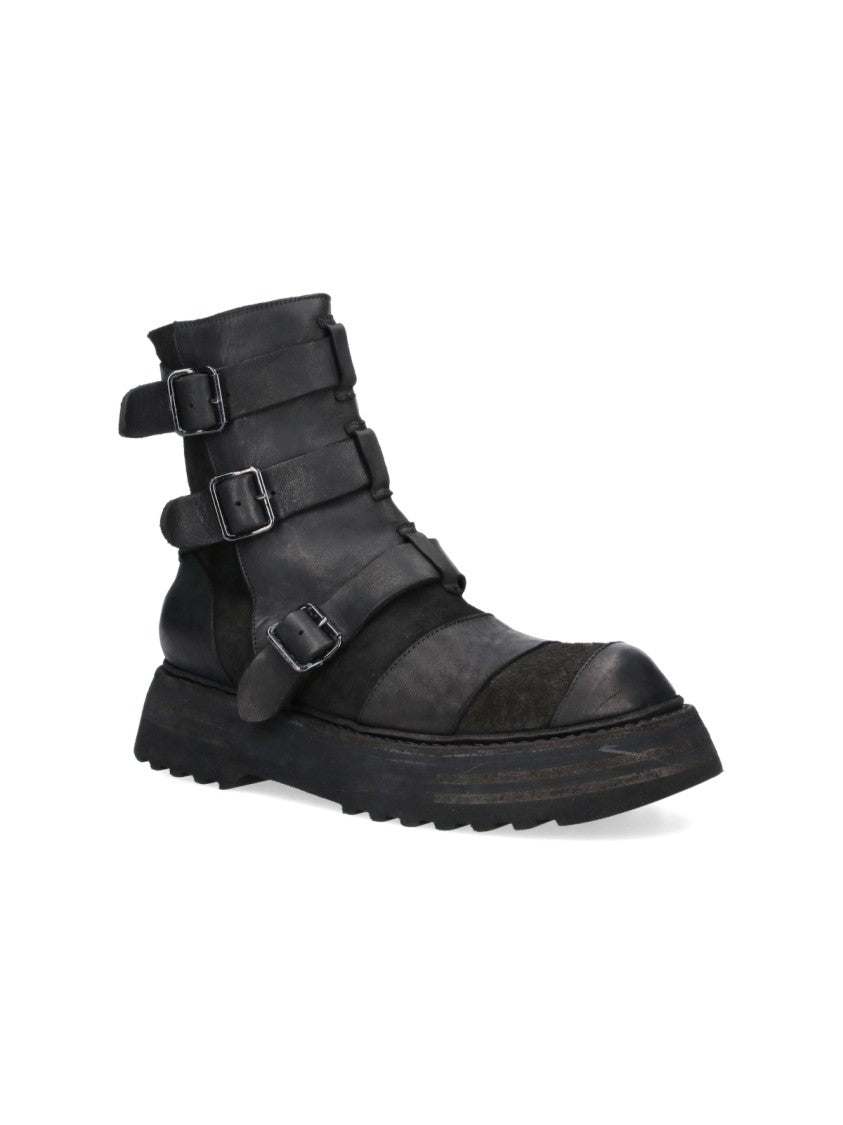 Guidi Black Rugged Buckle Strap Boots